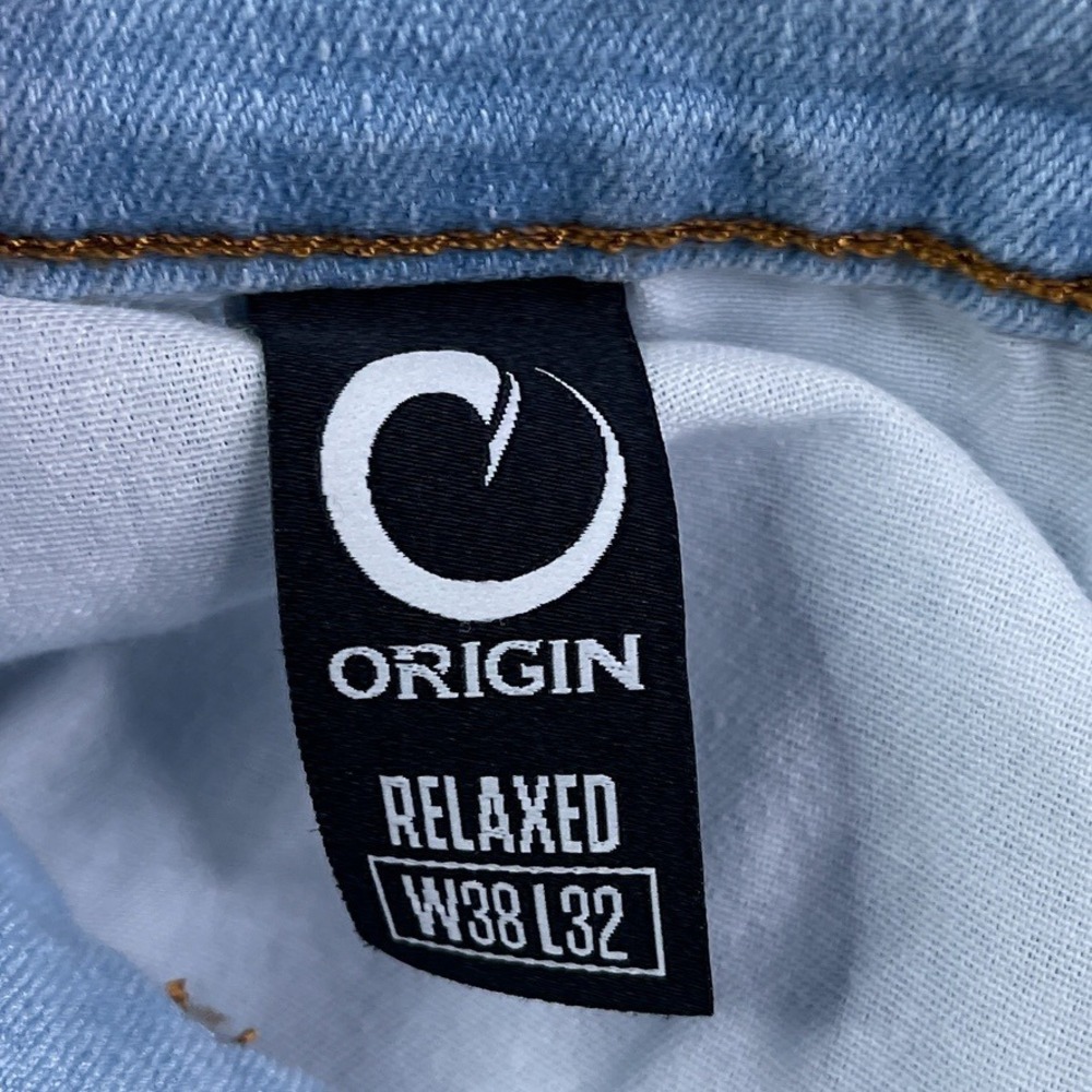 Origin Jeans Mens 38x32 Blue Delta Flex Relaxed Fit Light Wash Stretch Denim USA - Picture 12 of 15